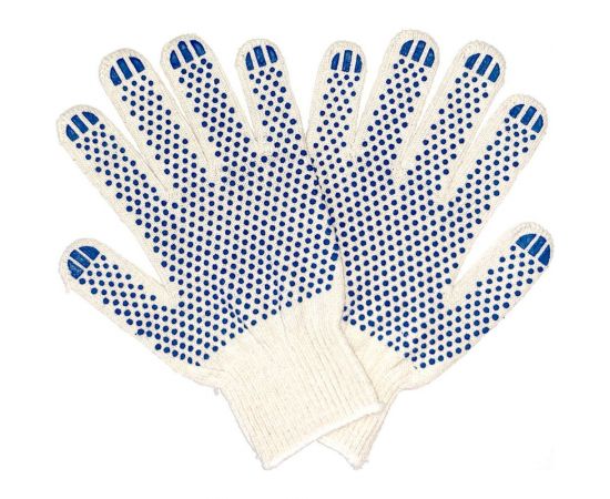 Трикотажные перчатки с ПВХ ПРОМПЕРЧАТКИ 6 нитей, 10 класс, белые, 200 пар ПП-27600/200 