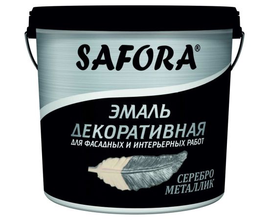 Декоративная акриловая эмаль SAFORA серебро металлизированная 800 г ЭМ100/2М 