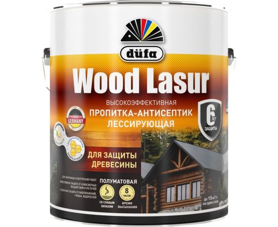 Пропитка Dufa WOOD LASUR сосна 2,5 л МП00-008629 – изображение 2