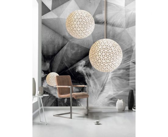 Бумажные бесшовные фотообои Verol Геометрия и перья 3D 53-БФО_04642 – изображение 2