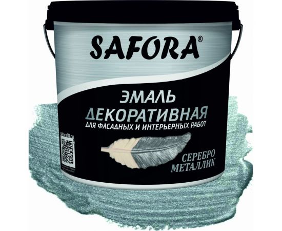 Декоративная акриловая эмаль SAFORA серебро металлизированная 800 г ЭМ100/2М – изображение 5