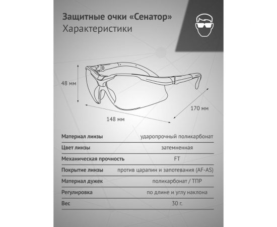 Открытые очки Ампаро Сенатор, затемненные линзы, AS-AF 1111 – изображение 2