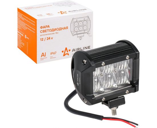Светодиодная фара (балка) двухрядная Airline 6 LED 5D линза рабочий свет, 18W, 98x78x65, 12/24V ALED043 