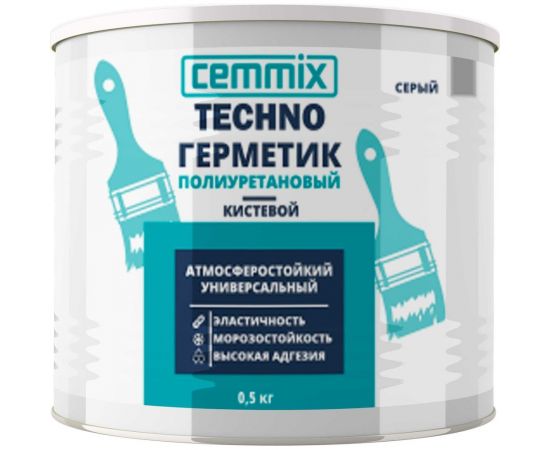 Герметик полиуретановый CEMMIX ""Кистевой"", банка 0,5 кг, цвет серый 85498733 