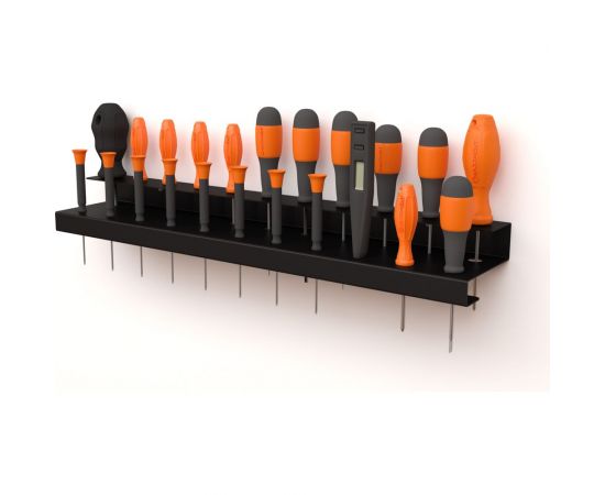 Настенный держатель-органайзер отверток EMBODIMENT двухуровневый, черный EMB-WOSC-DW-B 
