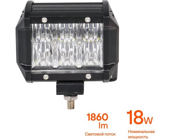 Светодиодная фара (балка) двухрядная Airline 6 LED 5D линза рабочий свет, 18W, 98x78x65, 12/24V ALED043 – изображение 5