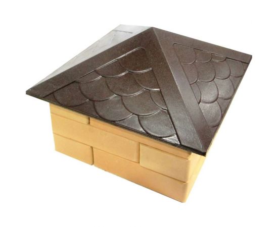 Колпак на столб забора ООО ТК ""Титан"" Тетто Элит Чешуя (385x385 мм; шоколад) 444418ЧШЭ – изображение 2