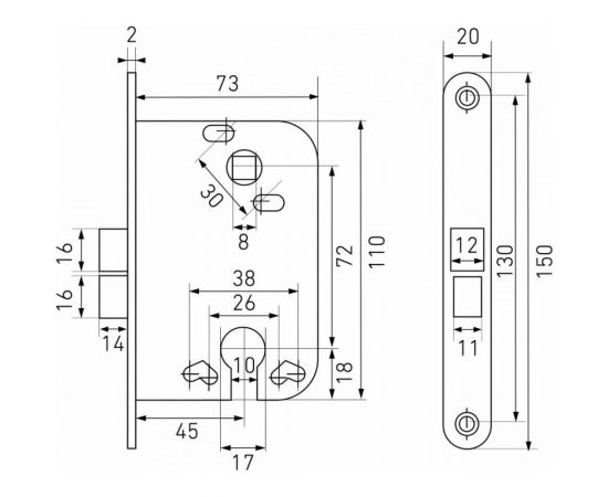 Врезной замок Аллюр 2018 WW белый, для финских дверей, б/о 14366 – изображение 3