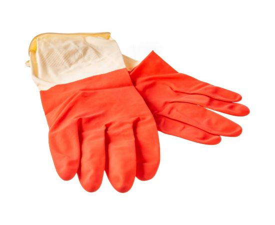 Хозяйственные латексные перчатки UNITRAUM красно-белые, р. M/8 UN-WJHDB6508 – изображение 3