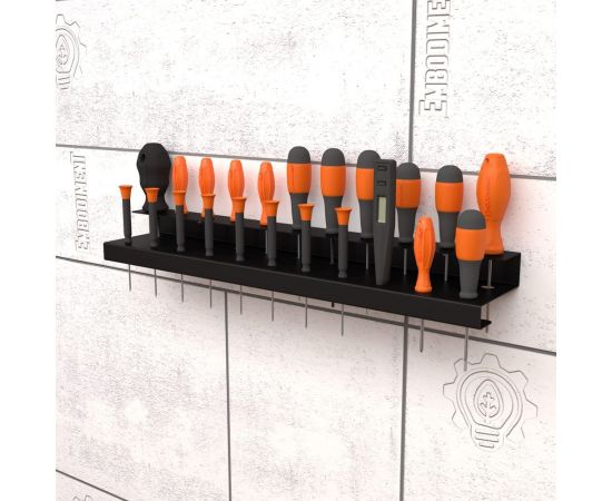 Настенный держатель-органайзер отверток EMBODIMENT двухуровневый, черный EMB-WOSC-DW-B – изображение 3