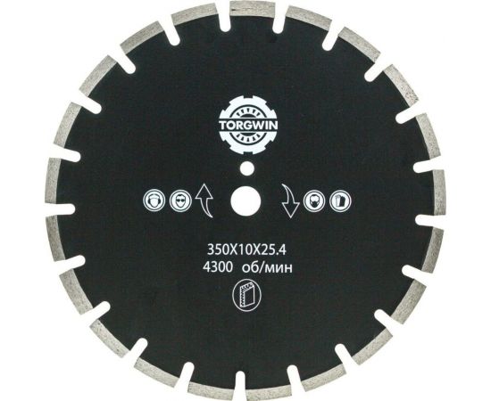 Алмазный диск сегментный по асфальту 350х10х25.4 мм TORGWIN T225898 