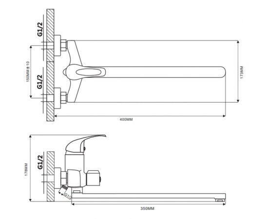 Смеситель для ванны Ekko длинный излив переключатель в корпусе E22109 – изображение 2