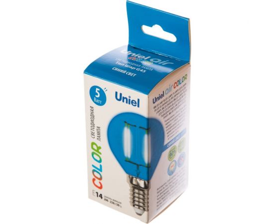 Лампа Uniel LED-G45-5W/BLUE/E14 GLA02BL Форма шар UL-00002989 – изображение 2