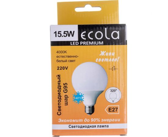 Светодиодная лампа Ecola globe LED Premium 15,5W G95 220V E27 4000K 320 шар композит 135x95 K7LV15ELC – изображение 2
