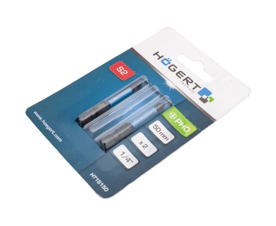 Биты ударные PH0, 50 мм, сталь S2, 2 шт HOEGERT TECHNIK HT1S150 – изображение 2