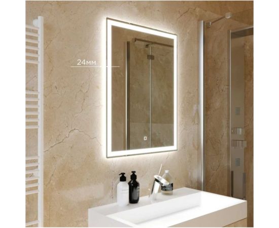 Зеркало MIXLINE ""Норма-Лайт"" 600x800 ШВ алюминиевый профиль, сенсорный выключатель, светодиодная подсветка 550407 – изображение 3