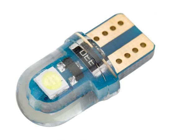 Автолампа SKYWAY светодиодная, T10W5W, 12 В, 2SMD, 1 контакт, силикон, белая, салон, габариты, номер, стопы S08201436 
