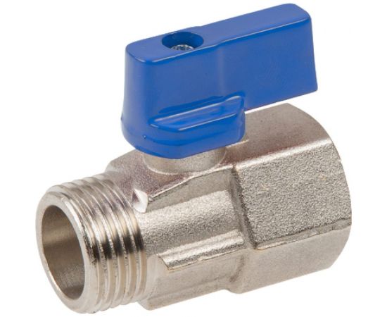 Шаровой кран AV Engineering Mini 1/2"" с внутренней-наружной резьбой, синяя ручка AVE13712B 