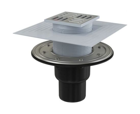 Трап Alca Plast регулируемый, вертикальный выпуск, комбинированный затвор, Дн50/75 решетка нерж сталь 105х105 мм APV4344 004-0784 