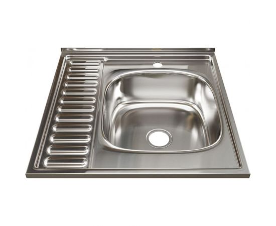 Мойка mixline 60х60х18 см, 0.8, правый выпуск 3 1/2, с сифоном 528019 