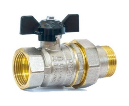 Шаровой кран LD Pride латунь никель Ду20 Ру40 ВР американка, полнопроходной, бабочка 007-8018 