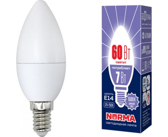 Светодиодная лампа Volpe LED-C37-7W/DW/E14/FR/NR. Форма свеча, матовая. UL-00003794 