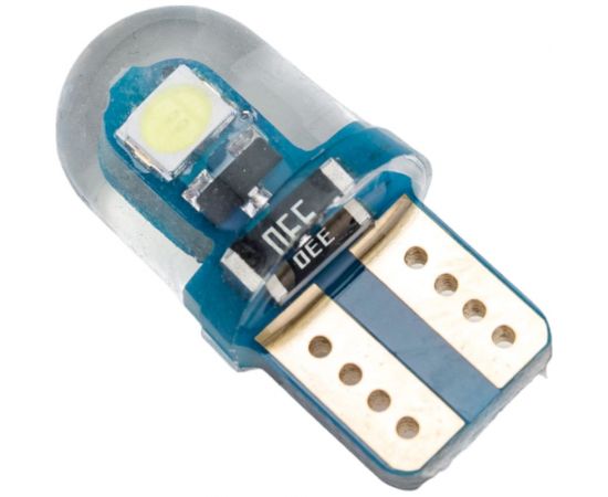 Автолампа SKYWAY светодиодная, T10W5W, 12 В, 2SMD, 1 контакт, силикон, белая, салон, габариты, номер, стопы S08201436 – изображение 4