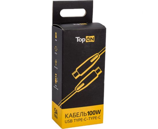 Кабель TopOn usb type-с - usb type-c 100w (20v 5a) 150 см, черный TOP-TCB – изображение 4