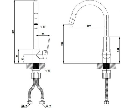 Смеситель для кухонной мойки ESKO SINGAPORE black SB 519 – изображение 3