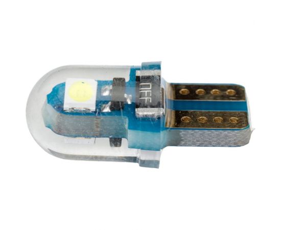 Автолампа SKYWAY светодиодная, T10W5W, 12 В, 2SMD, 1 контакт, силикон, белая, салон, габариты, номер, стопы S08201436 – изображение 3