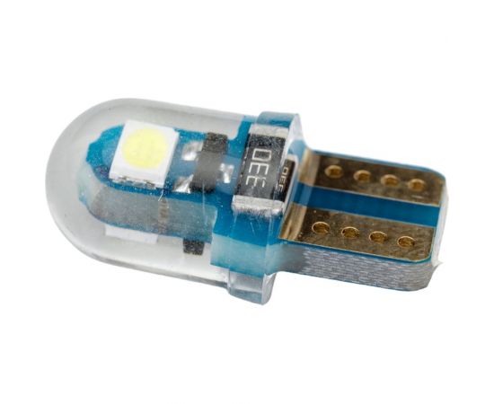 Автолампа SKYWAY светодиодная, T10W5W, 12 В, 2SMD, 1 контакт, силикон, белая, салон, габариты, номер, стопы S08201436 – изображение 2