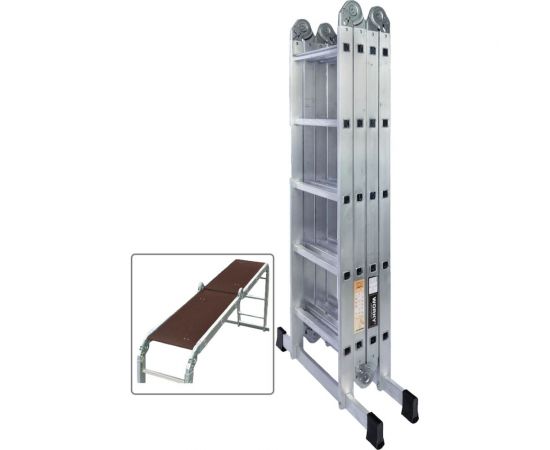 Лестница-стремянка 4x5 трансформер WORKY profi с помостом ARD257727 