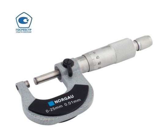Микрометр 0-25mm/0,01mm с поверкой NORGAU 041001025/П 