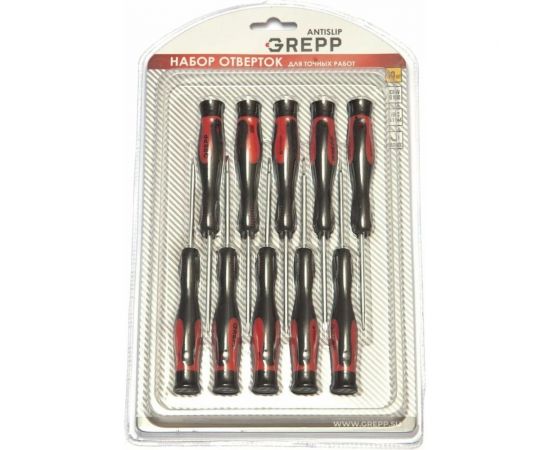 Набор отверток для точных работ Ladina GREPP CrV, двухкомпонентная рукоятка, 10 шт. 203-001 