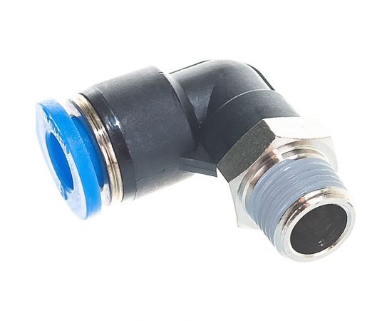 Фитинг цанговый угловой с наружной резьбой 1/8M для трубки диаметром 6 мм SHPI PL 06-R01 