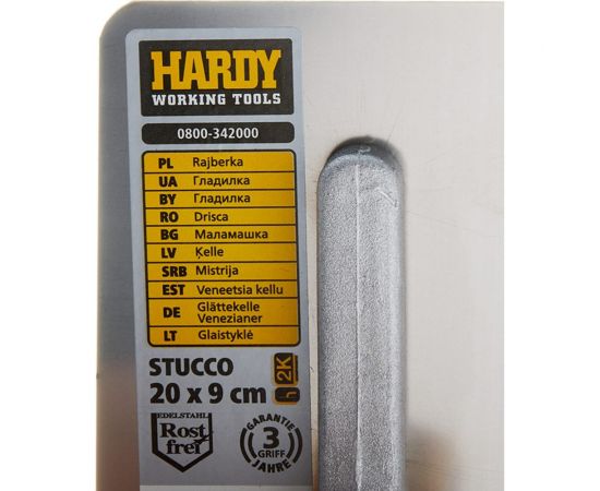Гладилка HARDY Stucco для венецианской штукатурки, 20х9см серия 28 нержавеющая сталь ручка 2К 0800-342000 – изображение 2