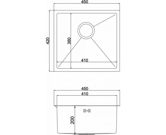 Мойка для подстольного монтажа MIXLINE PRO 45x42х20 см, толщина 3 мм, выпуск 3 1/2, с сифоном, золото 548566 – изображение 2