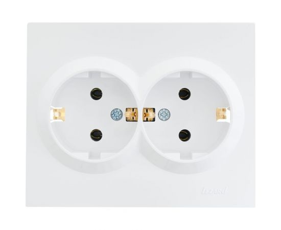 Двойная розетка Lezard VESNA с заземлением, керамика, белая 742-0200-127 