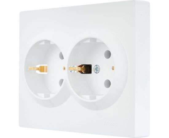 Двойная розетка Lezard VESNA с заземлением, керамика, белая 742-0200-127 – изображение 3