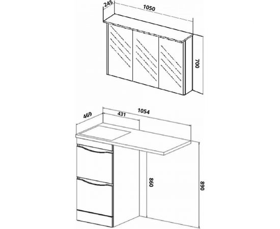 Тумба Runo ОРИОН 45 под умывальник Гамма 105 лайт белый 00-00000145 – изображение 5