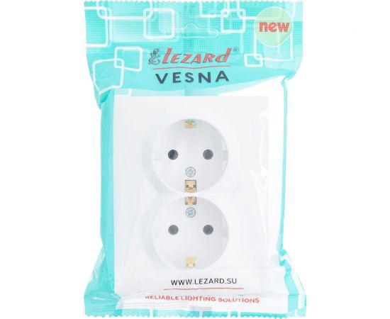 Двойная розетка Lezard VESNA с заземлением, керамика, белая 742-0200-127 – изображение 4