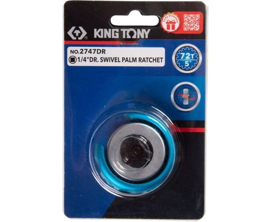Компактная трещотка KING TONY 1/4"", 72 зубца, дисковый механизм 2747DR – изображение 5