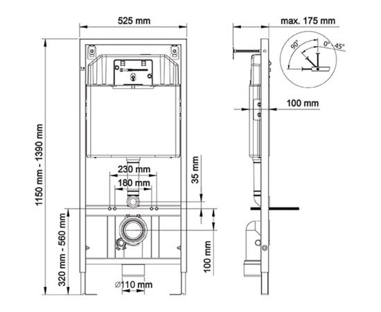 Инсталляция для монтажа подвесного унитазы BERGES NOVUM 525 без кнопки 040000 – изображение 2