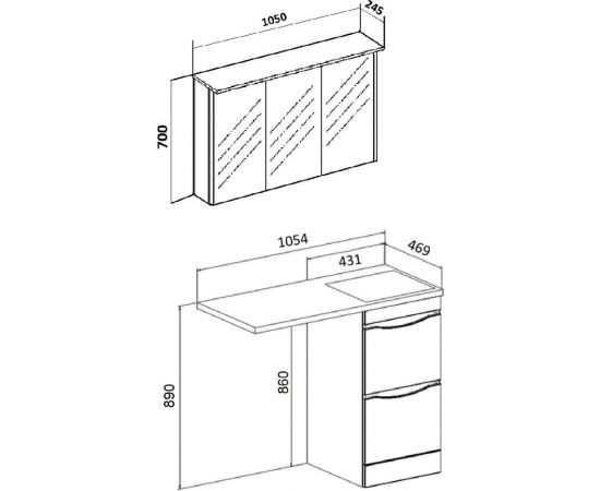Тумба Runo ОРИОН 45 под умывальник Гамма 105 лайт белый 00-00000145 – изображение 4