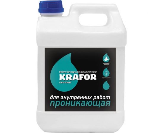 Проникающая грунтовка для внутренних работ KRAFOR 5 л (1) зеленая этикетка 27 332 