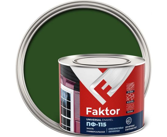 Универсальная эмаль ПФ-115 ЯРОСЛАВСКИЕ КРАСКИ FAKTOR зеленая, банка1,9 кг 214718 