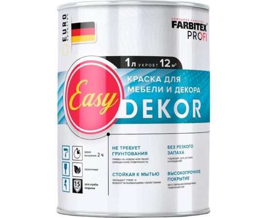 Акриловая краска для мебели и декора Farbitex PROFI EasyDekor 1 л 4300011680 