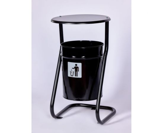 Урна уличная ПРОФМЕТСТИЛЬ металлическая, черная, с крышкой, с креплением в асфальт 648 – изображение 3