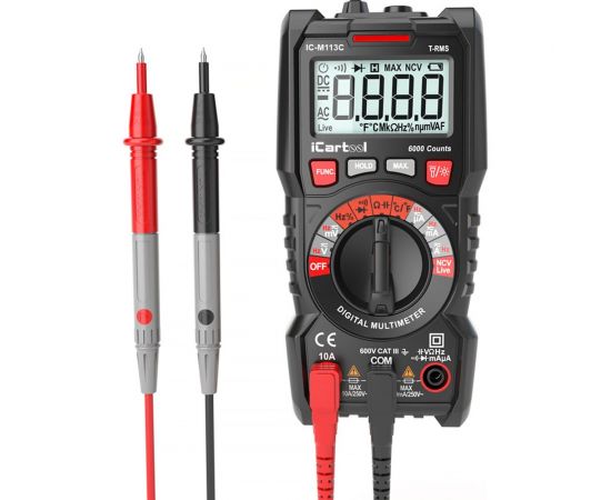 Цифровой мультиметр iCartool CAT III 600 V, измерение температуры, True RMS IC-M113C – изображение 5