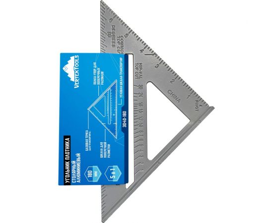 Столярный угольник плотника vertextools алюминий, 180мм 3040-180 